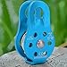 Airshi Climbing Pulley, Rustproof Heavy Duty Aluminium Alloy 12mm Small Hole Pulley for Rope Climbing (Blue Color)