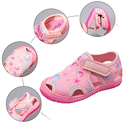 Generic Boys Girls Cute Sandals Water Shoes Slip On Waterproo𝐟 Adjustable Strap Closed Toe Slides Girls Black Dress Shoes3