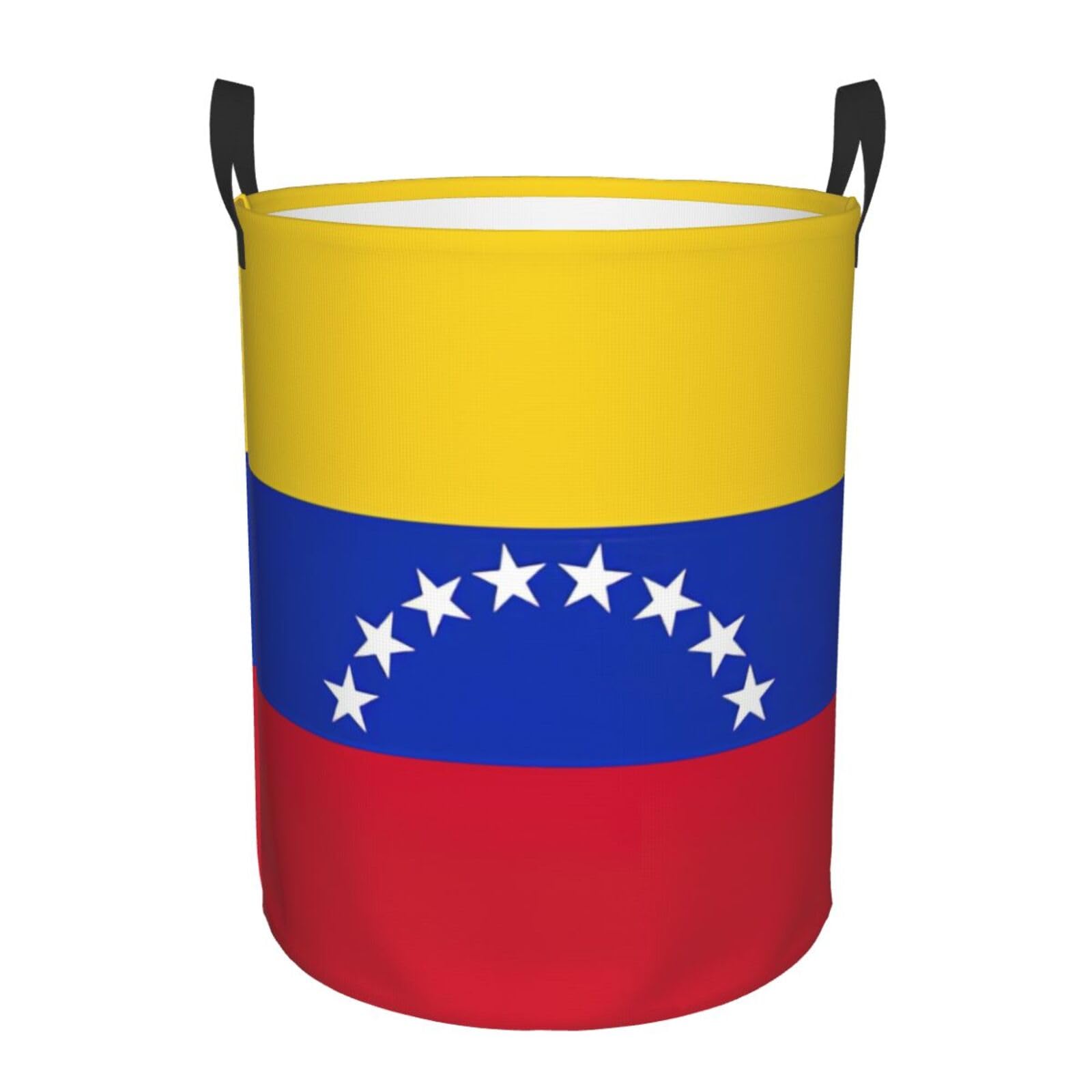 M Collapsible Round Flag of Venezuela Print Laundry Hamper