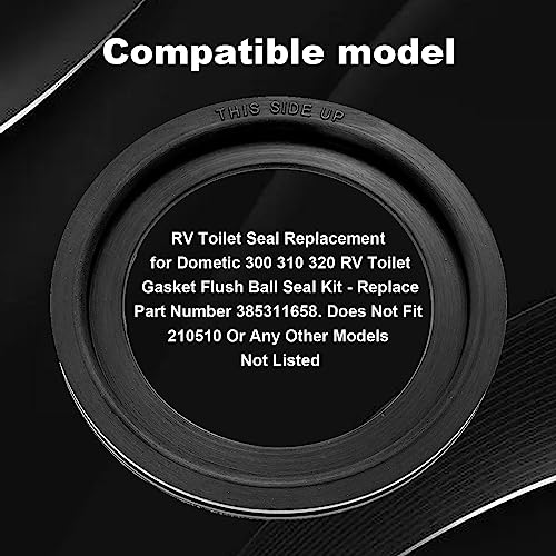 Image of 2pcs RV Toilet Seal Replacement,385311658 Black Toilet Seal Kit for 300 /310 /320 RV Toilets Parts Solve The Leakage Problem