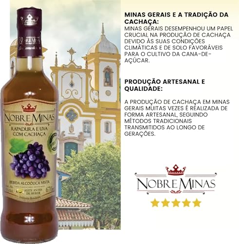 Cachaça Artesanal Nobre Minas 670ml, Escolha seu Sabor Preferido! Ideal para Drinks e Caipirinhas! (