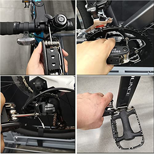 Kitbest Bike Repair Tool, Bike Multitool Bicycle Crank Puller Extractor Bottom Bracket remover with 16mm Spanner/Wrench, Spoke Wrench 8 Way Bike Rim Truing Tool. Professional bike tool kit