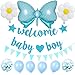 Drado ウェルカムベビー ベビーシャワー 飾り付け 出産祝い 男の子 風船 welcome baby boy ガーランド デイジーバルーン 三角フラッグ かわいい 性別発表 誕生祝い デコレーション パーティー