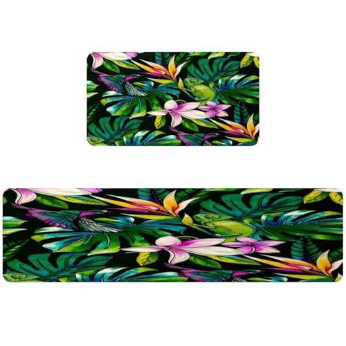 Alfombrillas de cocina para pasillo y lavandería con estampado exótico 2