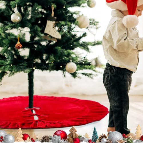 Motionchic GEI-MOTIONCHIC-1228 36 Inch Ruffled Velvet Christmas Tree Skirt Fit thumb #6