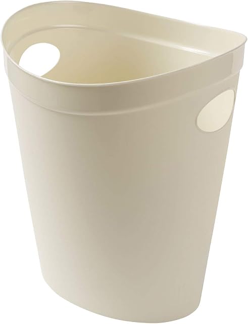 Addis 518078 Plastic Waste Paper Bathroom Bedroom Office Trash Bin, Linen Cream, 12 ltr