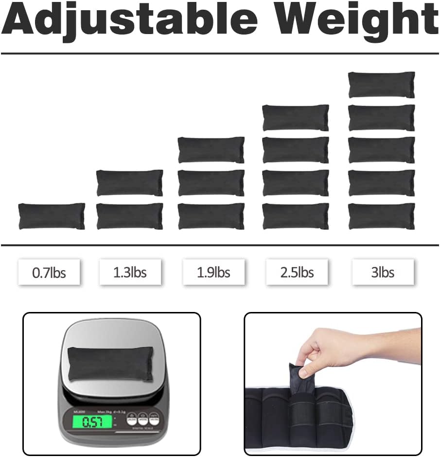Adjustable Ankle Weights 3lb Each, 2 3 4 5 6 lbs Pair,Weighted Foot Leg Weights Set for Walking Physical Therapy Gym Workout