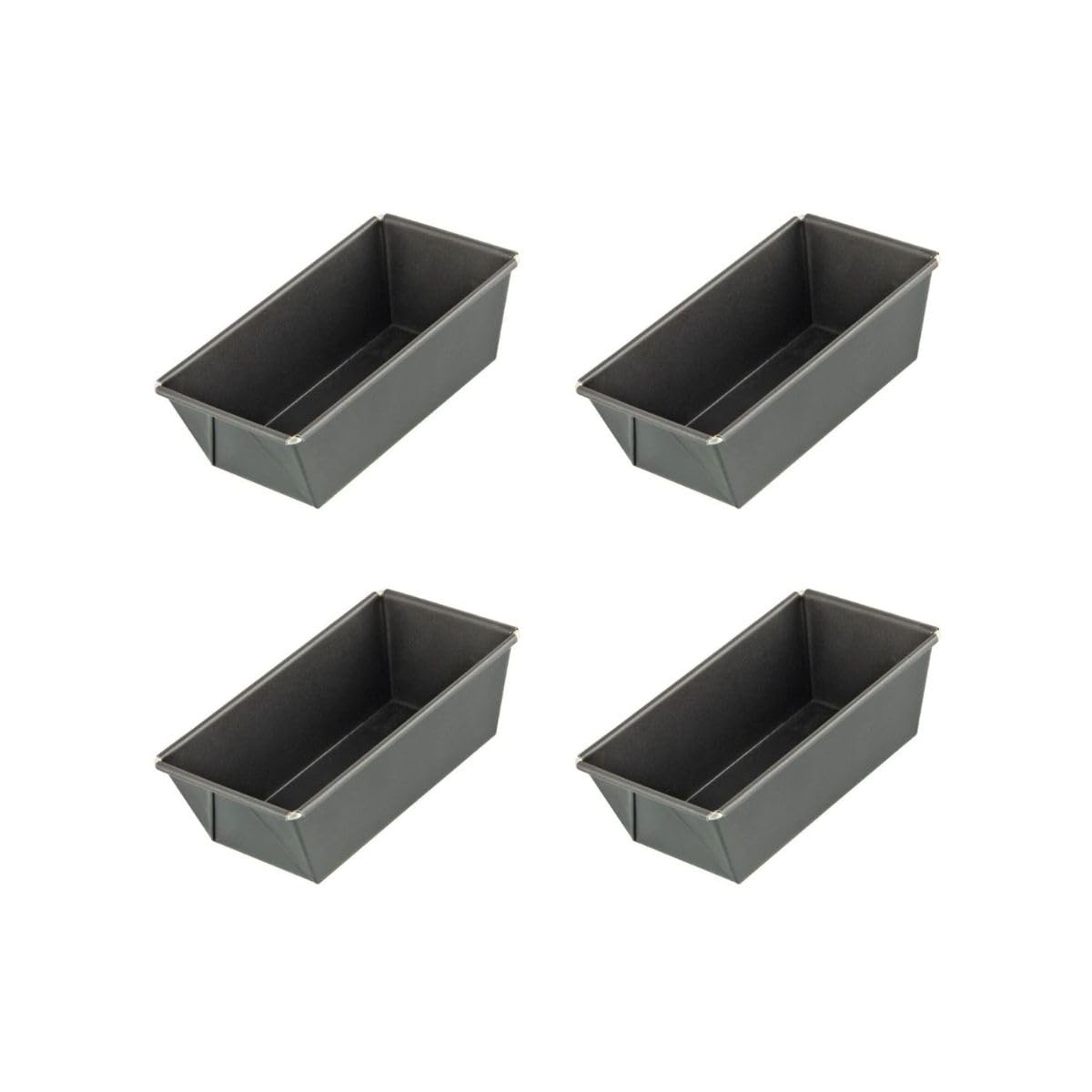 Zenker 9916250 Lot de 4 à cake 16 cm, à gâteau,​gateau, a cake, à brioche, rectangulaire patisserie,​patisserie, Acier, 16 x 8,​5 x 5,​5 cm, Noir 1