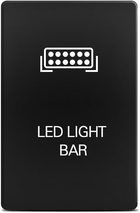 MICTUNING Backlit LED LIGHT BAR Symbol Push Button with Wiring Kit ON-OFF Switch Compatible with Toyota (Blue, Surface Size 1.28 x 0.87 inches)