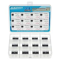 AUKENIEN 12 Werte 24 Stück L7805 LM317 L7806 L7808 L7809 L7810 L7812 L7815 L7818 L7824 L7912 L7915 Positive Negative Spannungsregler Voltage Regulator Transistor Kit TO-220