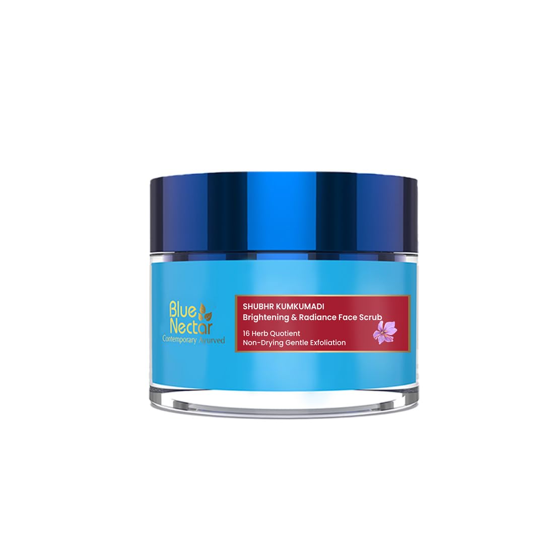 Blue Nectar Kumkumadi Oil Face Scrub For Glowing Skin, Ayurvedic Exfoliating Scrub For Tan Removal And Blackheads (16 Herbs, 15g)