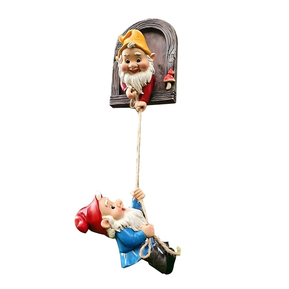 CTRLZS Climbing Gnomes Tree Face Decor Outdoor for Yard, Adorable Gnome Tree Hugger Fairy Door Statue for Tree Easy Install