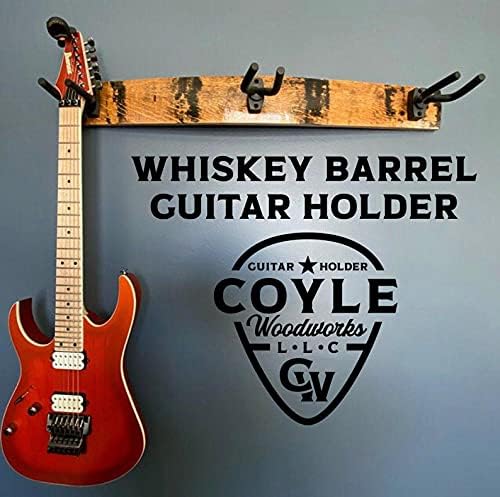 3 Guitar Wall Mount/Guitar Hanger/Triple Guitar Holder Made From Whiskey Barrel Stave