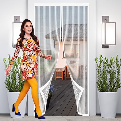 Moustiquaire magnétique pour porte 150x208 cm blanche avec aimants