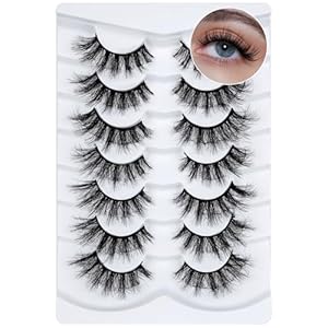 Cat Eye Lashes Wispy Fluffy, 8D Fau...