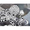Alilang Silver Tone Faux Pearl Clear Crystal Colored Rhinestones Octopus Brooch Pin