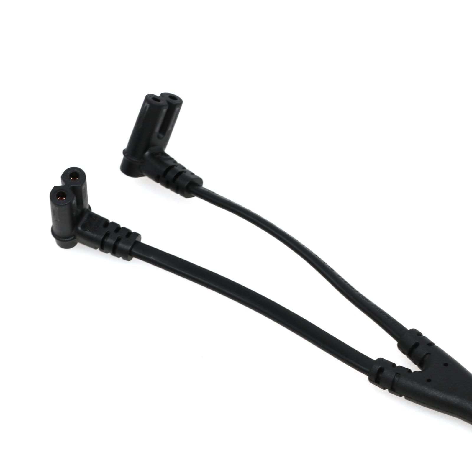 IEC320 C8 to 2X C7 Y Splitter AC Power Cord,IEC Figure 8 Male to 2 Female Power Splitter Cable,1 in 2 Out AC Power Cord,for LCD Monitors Speakers (2pack,C8-2x C7,Down Angle, 11.81in/30cm)
