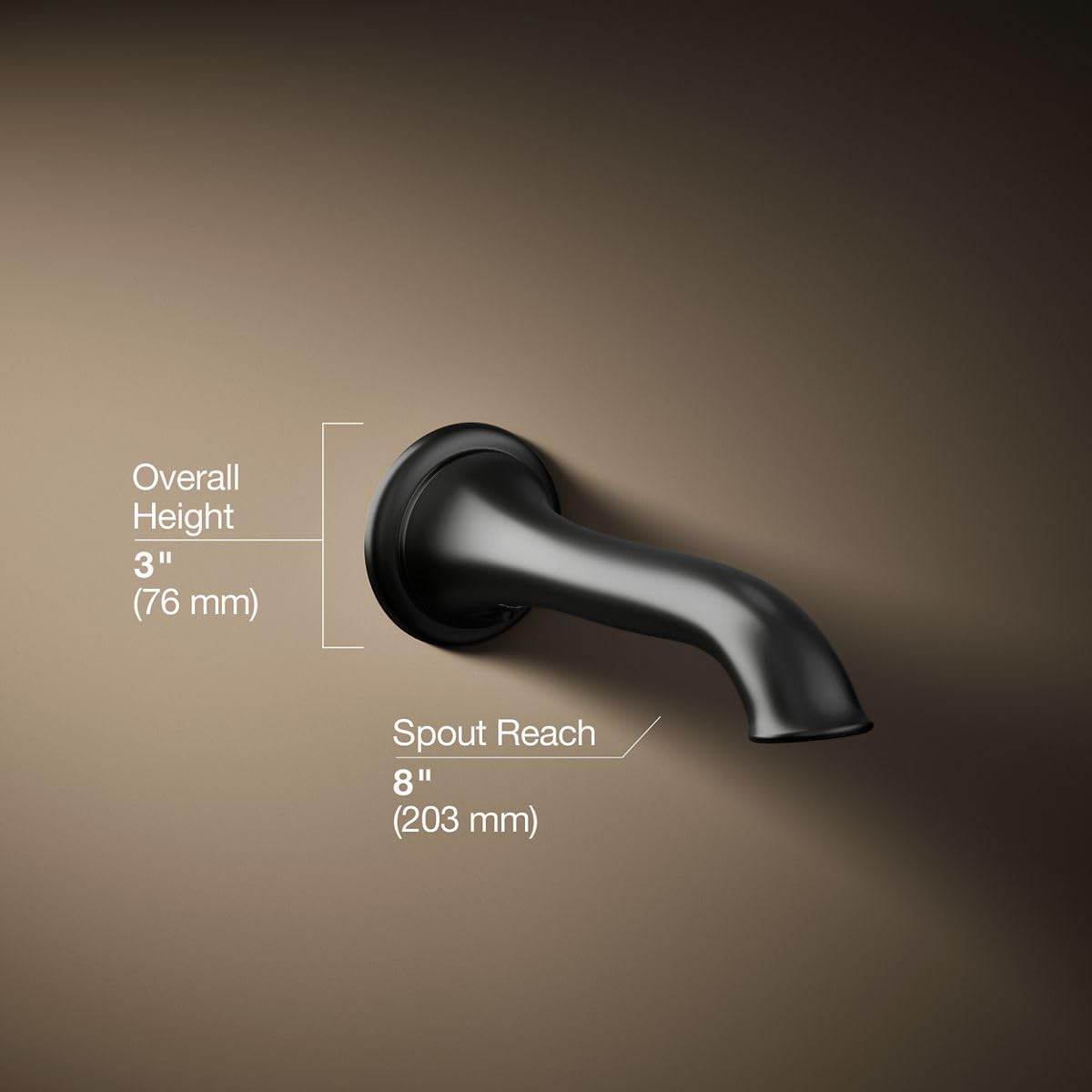 KOHLER K-72791-BL Artifacts Wall-Mount Bath Spout, Flare Design, Timeless Design, Corrosion Resistant, Matte Black