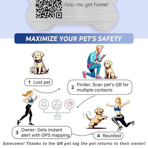 Dog Tags Personalized for Pets,Dog Name Tags QR Code,No Subscription Fees,Modifiable Pet Online Profile,Stainless Steel,No App Required,for Dogs and Cats Small,Medium,Large(Dog Bone,Regular) - Image 6