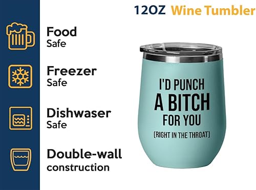 Miniatura 3 de Vaso de vino I'd Punch a B for You, edición roja  Amistad, mejor sarcasmo, mejor amiga, cuñada, hermana hermana, tribu de las hermanas