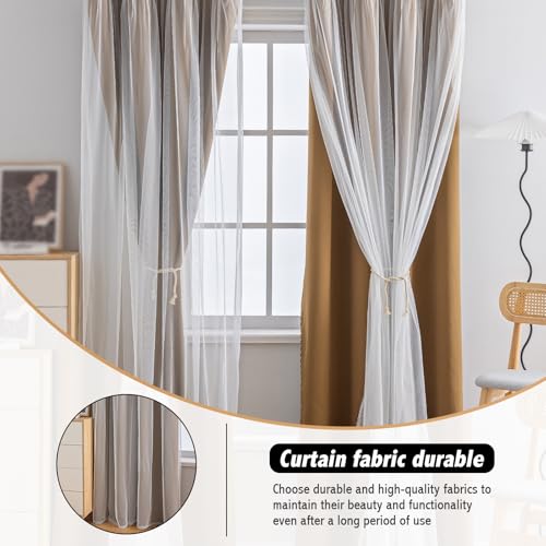 Image of Anytime Double Layer Blackout Curtains 2 Panels,52Wx120L,Coffee