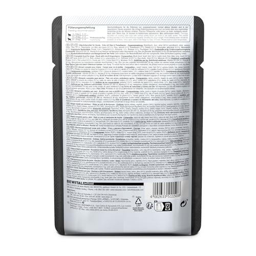 BELCANDO Frischebeutel [6x300g Ente mit Reis & Preiselbeeren] | Nassfutter für Hunde | Feuchtfutter Alleinfutter im Einzelportionsbeutel