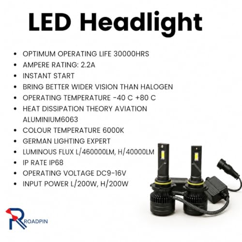 Image of LED Headlight Bulbs, 40000 Lumens, 6500K White, 400W, 9005 Size, Universal Fit, 2 Pack