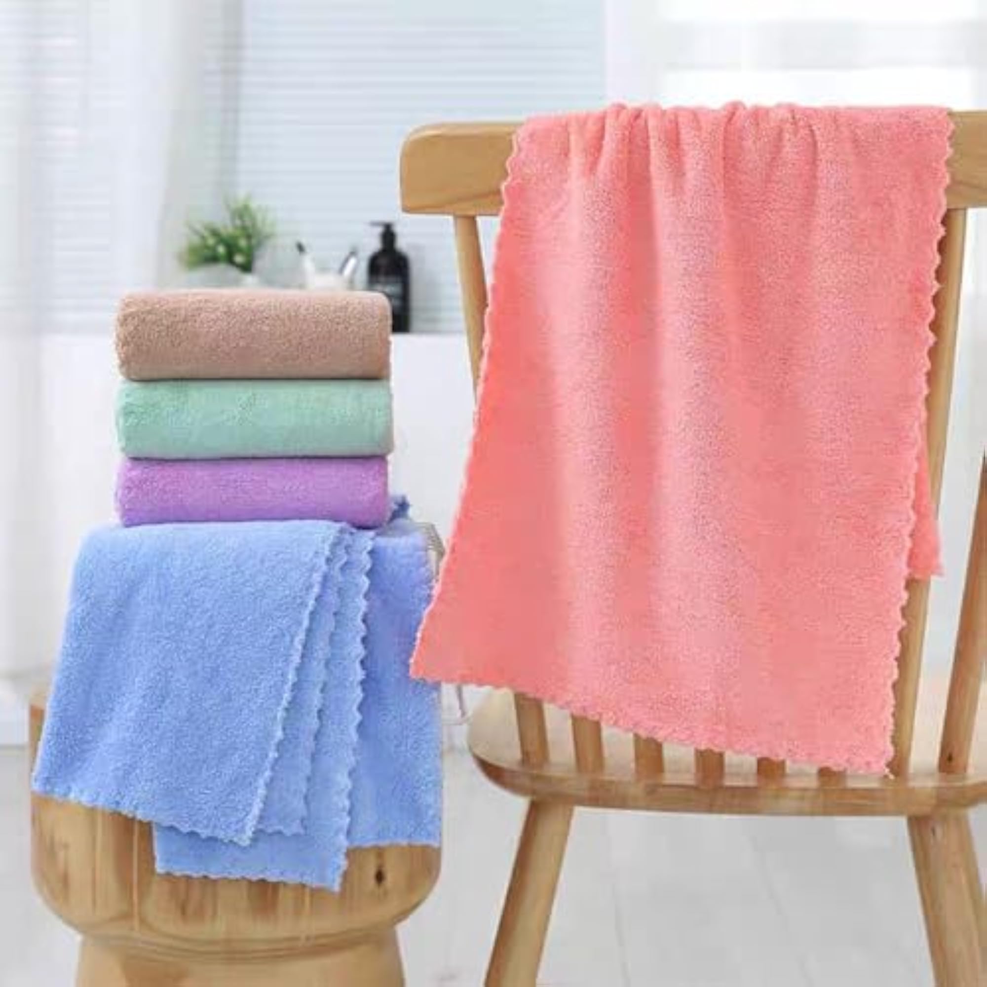 Premium Coral Velvet Washcloths Set, 5 Pack
