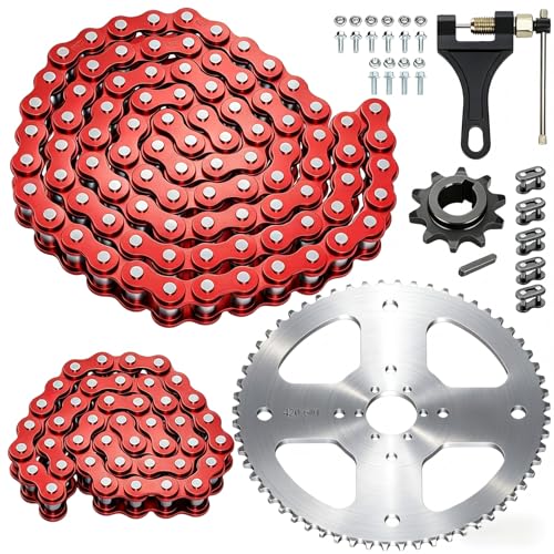 Image of 60 Tooth Rear Sprocket 420 Chain Kit for Mini Bike CT200U CT100U | 420 Chain and Sprocket Kit Compatible with Coleman BT200X CT200U-EX CC100X Baja MB200 Doodlebug DB30 Predator 212 Parts
