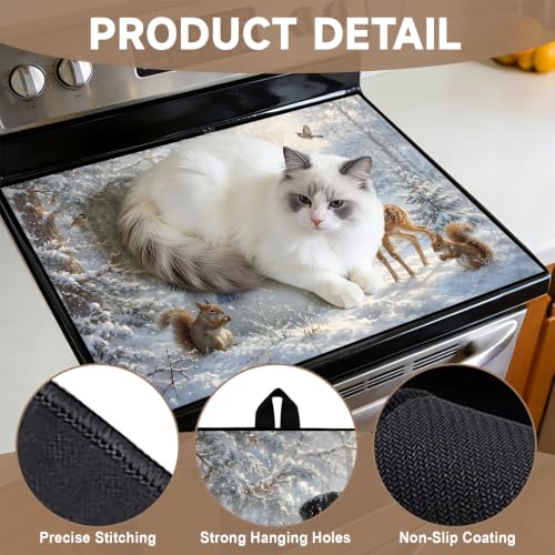 Image of Stove Top Cover for Electric Stove: 28''x20'' Stove Cover Elevate Your Kitchen Reliable Heat Protection,Non-Slip Kitchen Decor (Woodland)