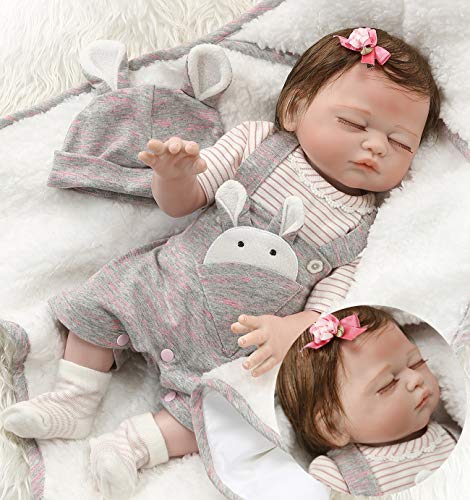 Reborn Baby Dolls Silicone Full Body Girl 20 Inch Newborn Anatomically Correct Vinyl Silicone Baby Sleeping Girl Doll