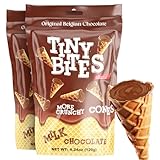 BeeMax Tiny Bites Crispy Mini Waffle Cones Treat - Premium Belgian Chocolate, 4.24 oz Bag - Bite-Size, Non-GMO, Perfect Snack, Desert or Ice Cream Topping (MILK CHOCOLATE)