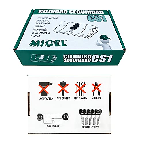 MICEL, 13185, High Security Cylinder, European Profile, Long Cam, 45 x 45, 5 Keys, Anti-Bumping System, Anti-Drill - Image 2