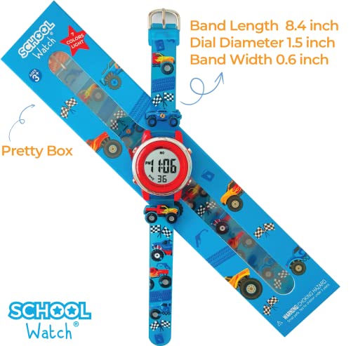 preschool collection kids digital light up watch - monster trucks dinosaurs shark unicorn butterfly spider - girls boys children school