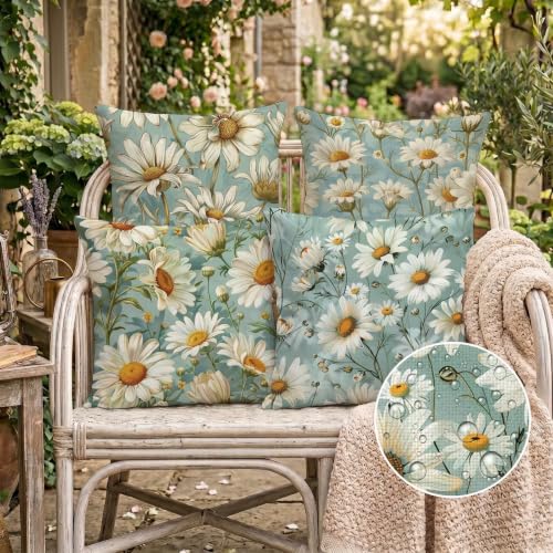 Coussin exterieur impermeable 65x65cm housse de coussin lin lot de 4 - 3