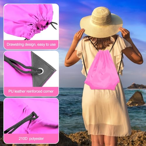 Image of KUUQA 25Pcs Drawstring Backpack Bags Bulk Drawstring Bag Foldable Gym Bag Sport Cinch Sack String Backpack Storage Bags for Women Men Shopping Gym Travel Sports (15 Colors)