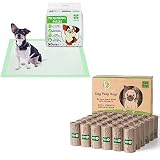 540 Dog Poop Bags and 50 Puppy Training Pads, 24" x 24" Super Absorbent Pee Pads and Extra Thick Str