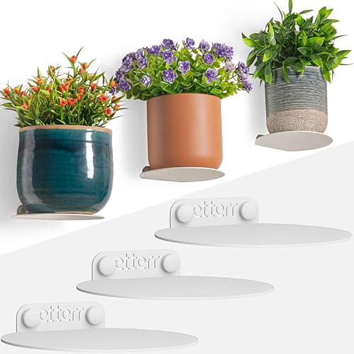 Soporte de Pared Maceta. Plantas Artificiales Decorativas, Plantas Naturales Interior, Maceteros Decorativos Interior, Macetas Decorativas, jardineras Exterior. (Blanco, 3 Unidades)