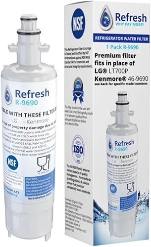 Miniatura 8 de Refresh NSF-53 Filtro de agua de repuesto prémium para refrigerador compatible con Kenmore 46-9690, ADQ36006102 y LG LT700P, ADQ36006101 - Modelo