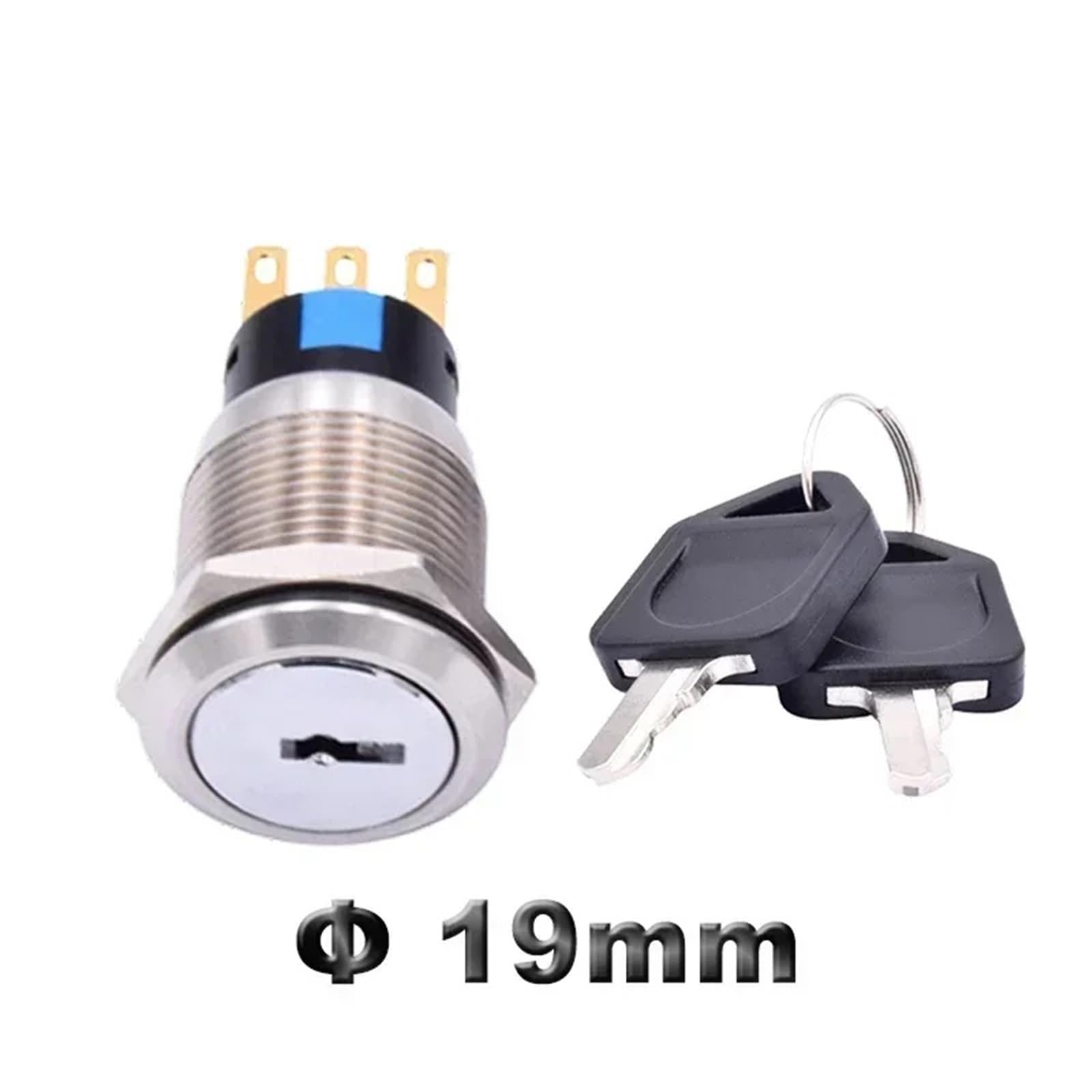 Interruptor selector de llave giratoria de metal impermeable 16 mm 19 mm 22 mm 2 3 posiciones de acero inoxidable interruptor de bloqueo de botón (Harness, 3 posición(6 pines)
