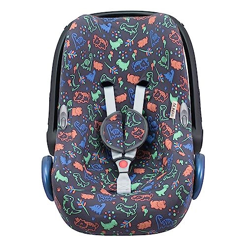 JYOKO KIDS Funda de algodón para silla de coche compatible con Maxi Cosi Cabriofix, Portabebe gr 0 (Happy Dino)