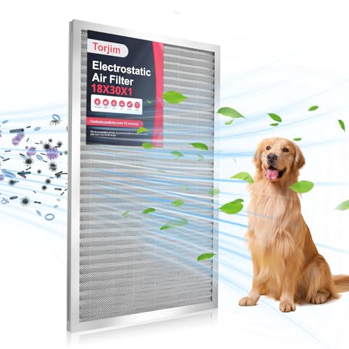 Torjim 18x30x1 MERV8 Air Filter Washable & Reusable Electrostatic Filter AC/HVAC Furnace Filter Permanent Filter Breathe Fresher Easy Install