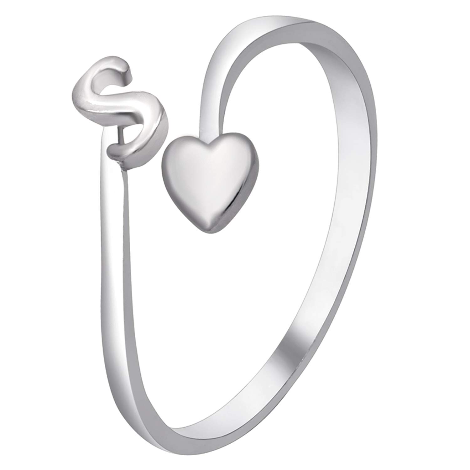 Mahi Rhodium Plated S Initial and Heart Adjustable Finger Ring for Women (FR1103121R) (B08WLX1253) Amazon Price History, Amazon Price Tracker