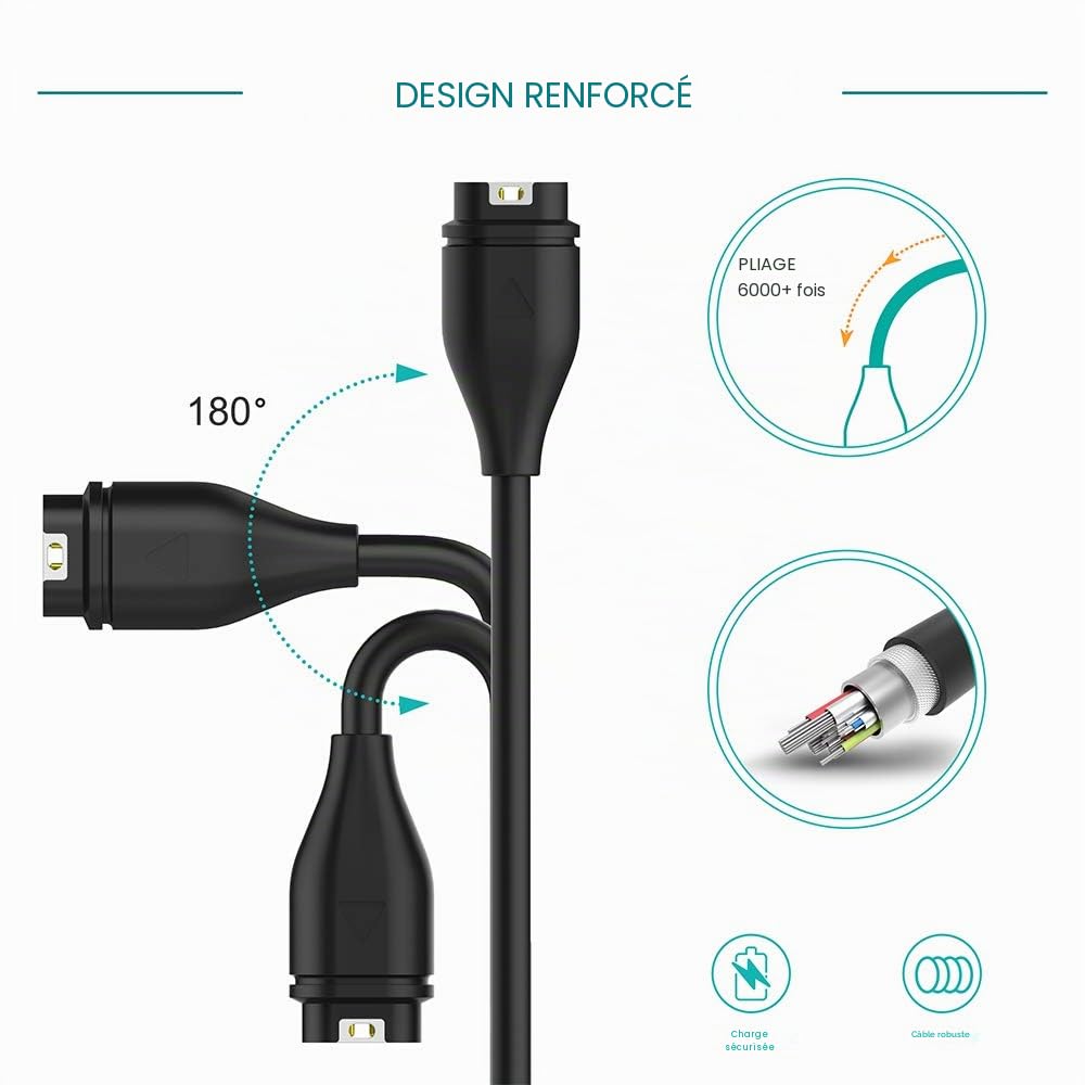 Chargeur Compatible Garmin Fenix 6 6S 6X Pro, 5 5S 5X Plus, 7 7S 7X, Forerunner 935 945 745 245, Vivoactive 3 4, Instinct, Venu