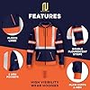 NOROZE Mens Hi Vis Hoodie with Reflective Tape, High Visibility Full Zip Hoodie for Safety Workwear, Zipped Pockets High Vis Hoodie, Durable Work Hoodies for Men (L, Style 3: Neon orange/Navy) #3