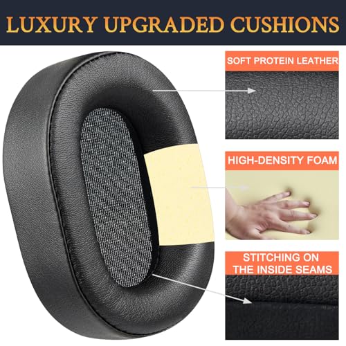 SOULWIT Earpads Reemplazo para Corsair HS65/HS55 Surround Wired, HS55 Surround V2, HS 65/HS 55 Wireless Core Gaming Headset, Almohadillas para Auriculares con Cuero Proteico Suave y Espuma de Alta Densidad - Negro miniatura 4