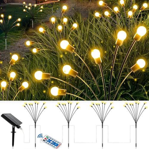 VANLUDA 4 Stück Firefly Solar Garden Lights, Gartenbeleuchtung Wasserdicht IP65, Outdoor Firefly Lights Solar Lichterkette Beleuchtung, Gartenleuchte für Außen Garten Christmas Balkon Pathway