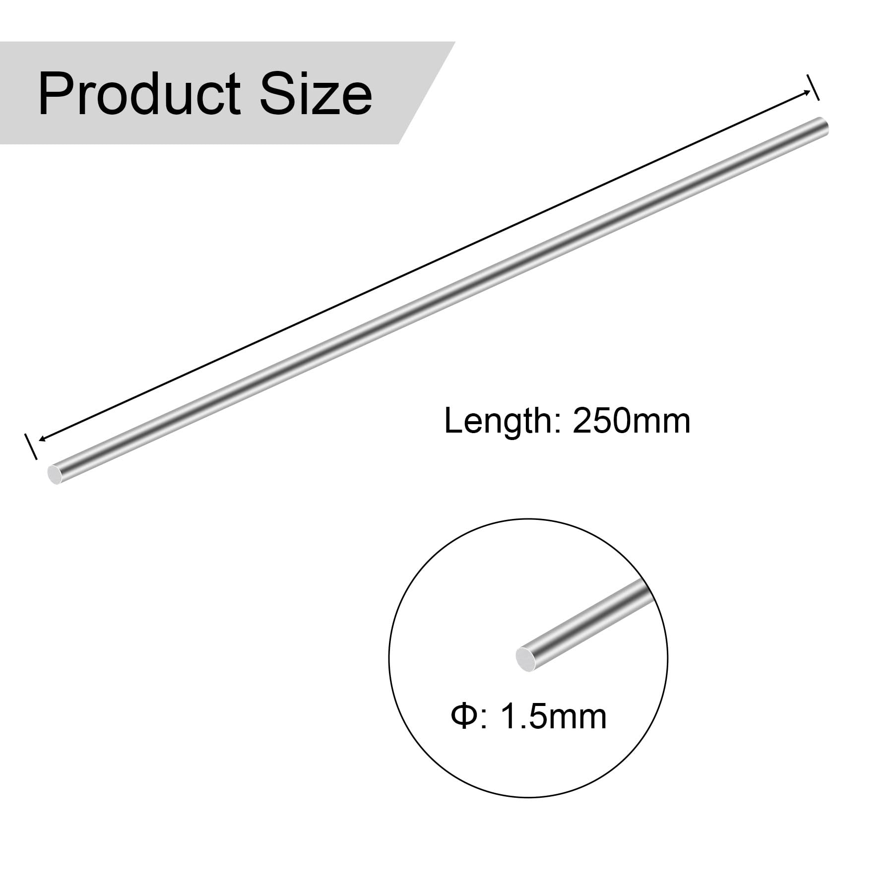 Asta rotonda in acciaio inox 304 1,5 mm x 250 mm per modellini RC 3 pezzi