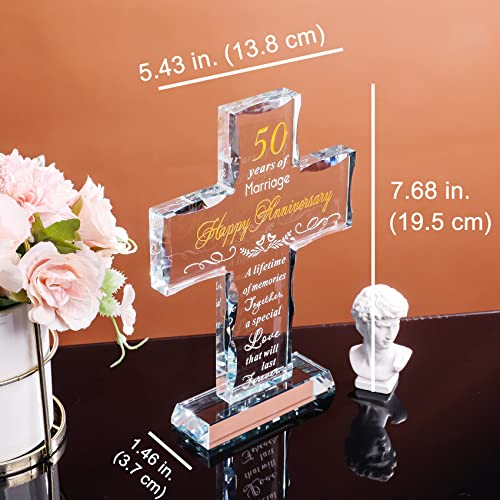 YWHL-50th-Wedding-Anniversary-Religious-Cross-Gifts-for-Women-Men-50-Year-Anniversary-Romantic-Gift-for-Him-Her-Laser-Engraved-Glass-Standing-Cross-Keepsake-for-Couple-50-Years-of-Marriage-Present YWHL 50th Wedding Anniversary Religious Cross Gifts for Women Men 50 Year Anniversary Romantic Gift for Him Her Laser Engraved Glass Standing Cross Keepsake for Couple 50 Years of Marriage Present