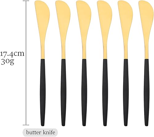 Miniatura 3 de Cuchillo de mantequilla de espejo de 6 piezas, cuchillos esparcidores de queso de acero inoxidable con mango rosa, barra de restaurante para el